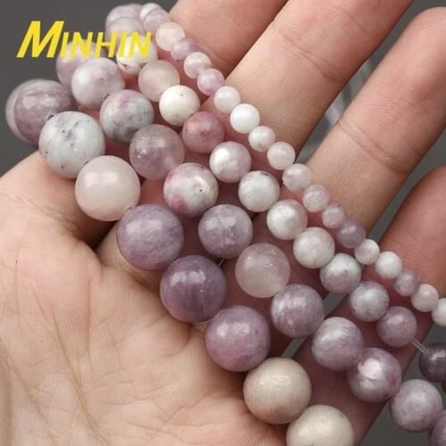 MINHIN Natural Violet Lilac Jaspers Stone Beads For Jewelry Making 4 6 8 10MM Round Loose Beads DIY Bracelet Necklace