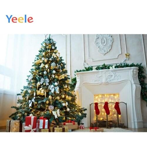Christmas Tree Sock Fireplace Gift Curtain Home Decor Backdrop Photography Custom Photographic Background For Photo Studio