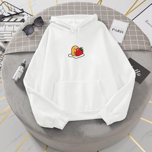 Harajuku Kawaii Lazy Egg Yolk Printed Oversized Hoodie Sweatshirts Women Fashion Streetwear Hip Hop Warm Hoodies Female Clothes