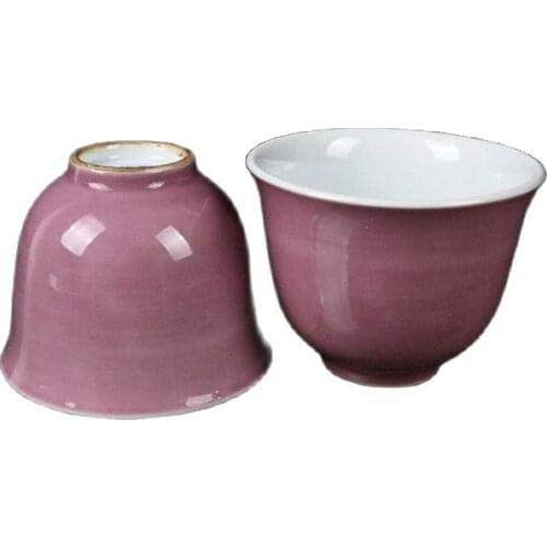 China Old Porcelain A Pair Of Carmine Glazed Teacups