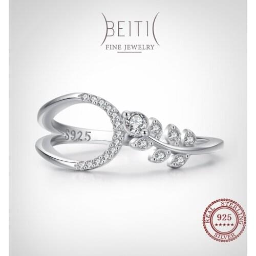 Beitil Personality Flower Design 925 Sterling Silver Finger Ring For Women Dazzling Clear CZ Fine Elegant Wedding Jewelry