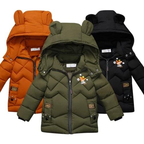 Children Winter Jacket Coat for Boy Toddler Thick Cotton-padded Cartoon Outerwear Kids Clothing Infant Boy Hooded Parka Clothes