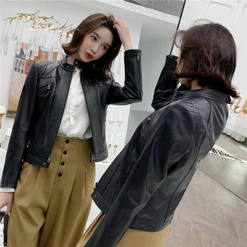2020 Genuine Leather Jacket Women Spring Autumn 100% Sheepskin Coat Short Motorcycle Jacket Slim Fit Korean 3905 KJ3686