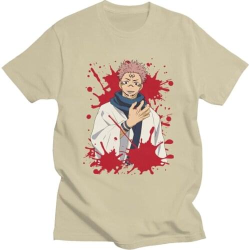 Jujutsu Kaisen Tshirts Men Short Sleeved Streetwear T Shirt Cool Anime Manga Ryomen Sukuna T-shirt Loose Fit Cotton Tees Gift