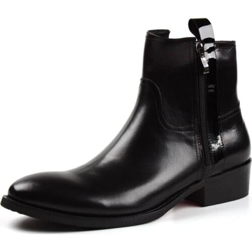 PJCMG High Quality Men ZIP Ankle Waterproof Rubber Casual Suede Genuine Leather Military Oxford Dress For Men Boots