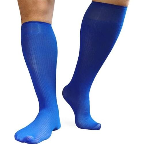 Blue Mens Formal Socks Dress Suit Socks For Leather Shoes Sexy Gay Nylon Stocking Hose Softy Blue Male Socks