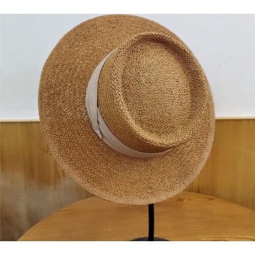 New Ladies Handmade Natural Straw Hats For Women Men Summer Beach Panama Cap Concave Flat Protetion Visor Sun Boat Hats панама