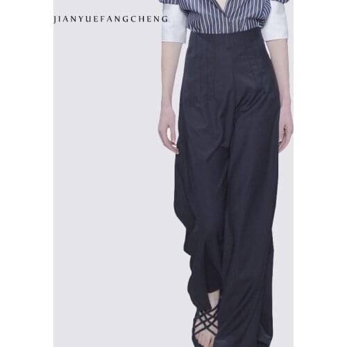 Fashion Womens Solid Color Straight Suit Pants High Waist Loose Plus Size Wide Leg Pants Female Spring Autumn New Long Trousers