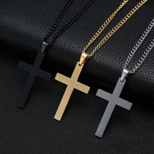 New 2020 Cross Necklaces Pendants For Men Stainless Steel Gold Colour Male Pendant Necklaces Prayer Jewelry Friend Jewelry Gift