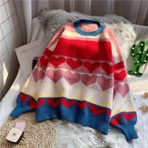 2021 Autumn And Winter Wear Ins Tide New Sweater Female Students Korean Version Of Loose Lantern Sleeve Knitting Japanese Female