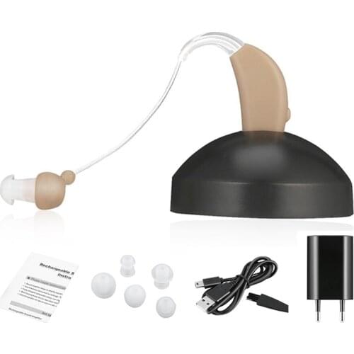 Rechargeable Mini Plastic Hearing Aids Sound Voice Amplifier Low Noise Behind The Ear JZ-1088F For The Elderly Hearing Loss