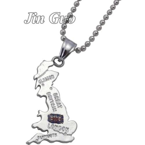 Jin Guo United Kingdom map United Kingdom National Flag pendant & necklace , country map jewelry