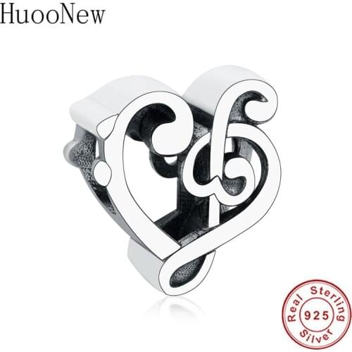 Fit Original Pandora Charm Bracelet 100% 925 Sterling Silver Dance Music Note Beads For Making Treble Clef Women Berloque DIY