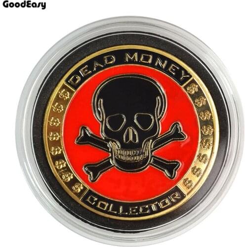 Hot Poker Card Guard Protector Metal Token Coin with Plastic Cover Texas Poker Chips Set Pokers Dealer Skull Button Collect