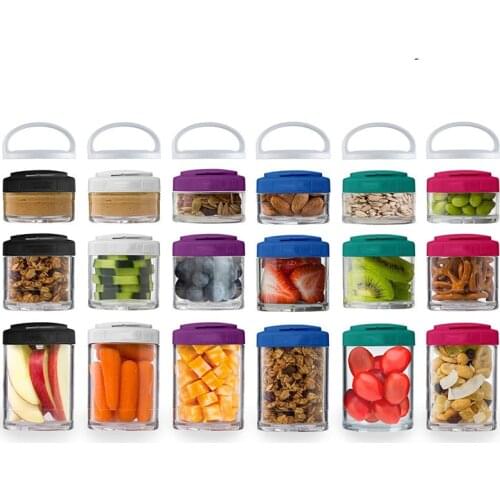 Portable and Stackable 4-Piece Twist Lock Storage Jars Snack Container BPA and Phthalate Free