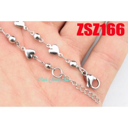 Heart with beads shape stainless steel brace lace fashion bracelet fashion jewelry 20pcs ZSZ166