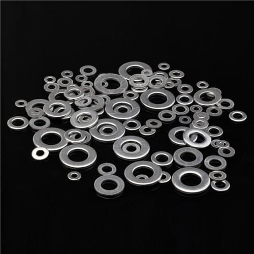 105PCS M3/M4/M5/M6/M8/M10 304 Stainless Steel Washers Plain Washers Metric Flat Gasket Kit Assortment for Hardware 6Sizes