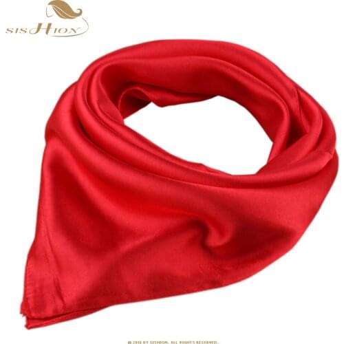 SISHION Brand New 50s Vintage Style 60cm*60cm Womens Scarfs Fashionable Solid Red Women Scarf Scarves foulard femme SD0005