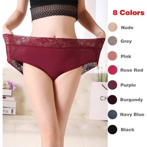 8 Colors Womens Modal Panties Super Elasticity Underwear High Waist Lace Large Size Cotton Bottom Female Comfortable Briefs