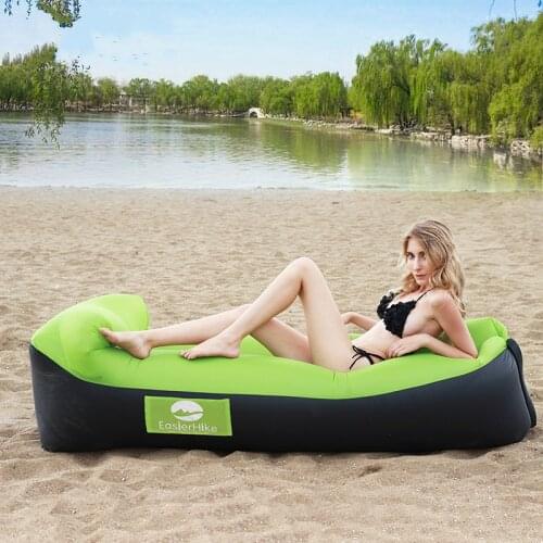 Outdoor Lazy Inflatable Sofa Foldable Portable Air Sofa with Pillow Beach Field Park and Family Courtyard Air Bed Camping Mat
