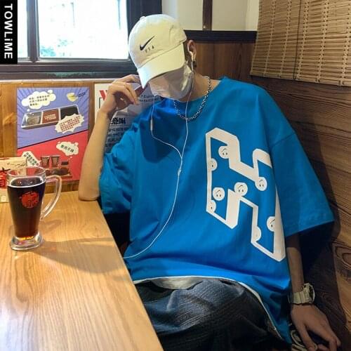 Harajuku Streetwear Men Fashion Letter H print Short Sleeve T Shirts 2021 Summer New Couple Loose Cotton Tees Student Casual Top