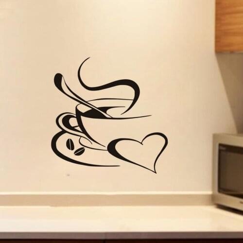 ZOOYOO Coffee Cup Wall Sticker Vinyl Restaurant Kitchen Wall Decoration DIY Removable Decals Home Decor Wall Art Murals