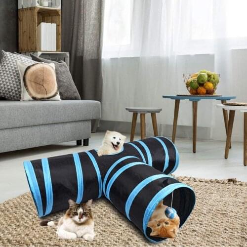 Waterproof Folding Tunnel Cat Toy Foldable Storaging Intelligent Cat Puppy Dog Kitty Toy T-Shaped Cat Tunnel Cat Supplies