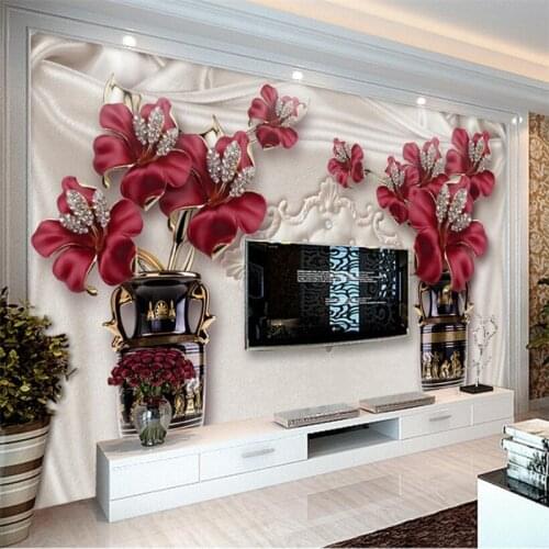 Wellyu Custom wallpaper Atmosphere distinguished European jewelry flower TV background wall papel de parede 3d para sala