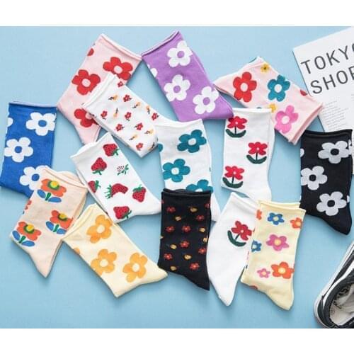 Japanese Korean Style Cartoon Flower Cute Socks Women Streetwear Skate Harajuku Kawaii Socks Autumn 38