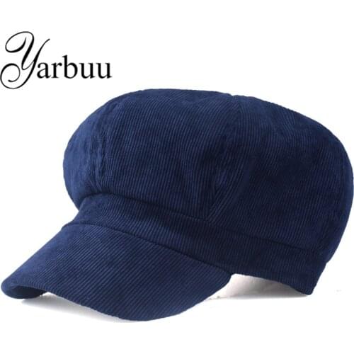 [YARBUU]Artist corduroy Women Octagonal Hats for women cap High Quality Fashion Berets solid colors casual lady caps Female hats