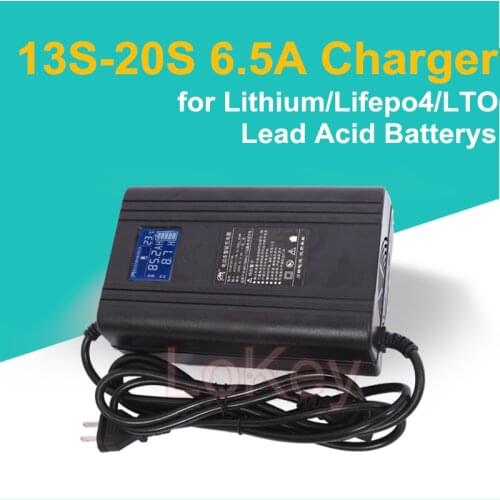 48V 60V 72V 5A Charger 6.5A With LCD Display for lithium ion lifepo4 LTO lipo lead acid batterys of ebike motobike Scooter