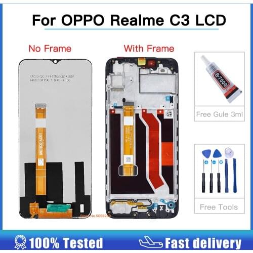LCD for Realme C3 RMX2027 RMX2021 RMX2020 LCD Display with Frame Digitizer Touch Screen Replacement for OPPO Realme C3 C 3 6.5