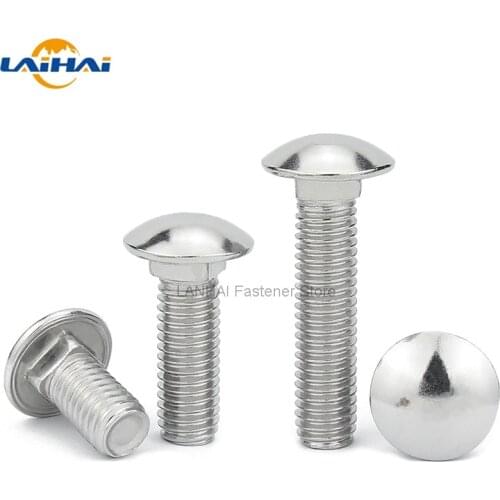 1/2/5/10pcs M4 M5 M6 M8 M10 M12 A2-70 304 Stainless Steel GB12 DIN603 Truss Round Head Square Neck Carriage Screw Coach Bolt