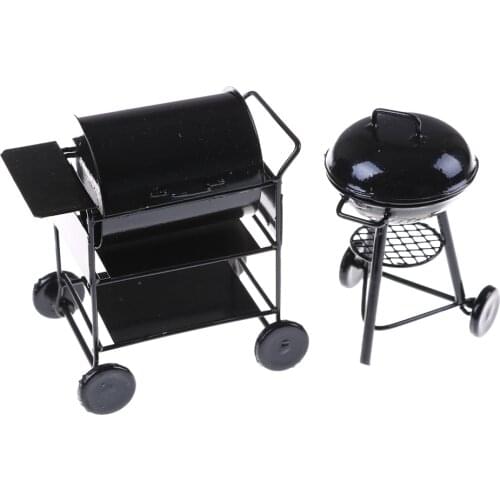 1Set 1:12 Kitchen Toys Miniature Iron BBQ Grill Tank Doll house Picnic Grill Garden Outdoor Bar Restaurant Metal For Kid
