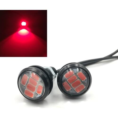 2x Red Car LED Lights 12V 23MM 6SMD LED Eagle eyes Lights Aluminum Reverse Parking Fog Lamp Light Daytime Running Lights DRL