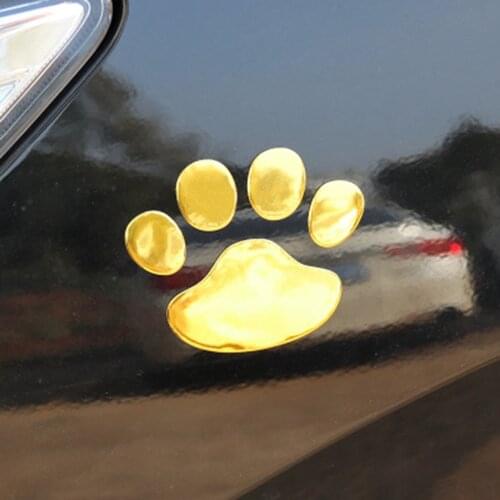 2PCS Car Sticker Cool Design Paw 3D Animal Dog Cat Bear Foot Prints Footprint Decal Car Stickers Silver Gold Auto Accessories