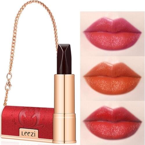 3-in-1 Velvet-like Matte Tri-color Lipstick Highly Pigmented Lip Makeup with Mini Chain Storage Bag MA