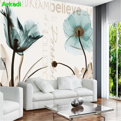 3D Modern Simple Abstract Art Transparent Flower Sofa TV Wall Custom Size Wallpaper