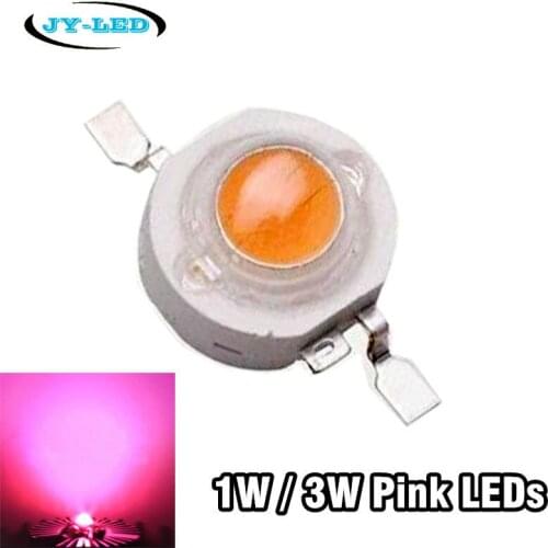 50pcs 1W 3W Pink LED Light Source, 3.2-3.4v, 350mA 700mA High Power LED For Lamp Light