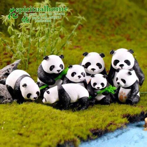 8pcs Giant Panda Microlandscape PVC Cake Accessories Creative Home Chinese Garden Ornament Miniature Fairy Garden Decor DIY