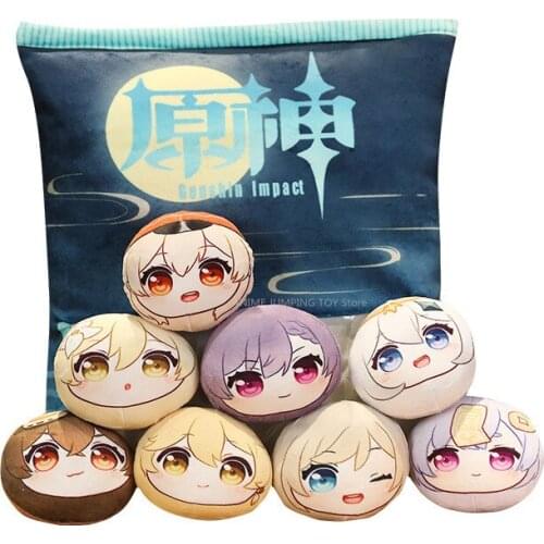 8PCS/Bag Plush Dolls Genshin Impact Paimon Cosplay Klee Qiqi Aether Lumine Anime Game Figures Cartoon Stuffed Toy Christmas Gift