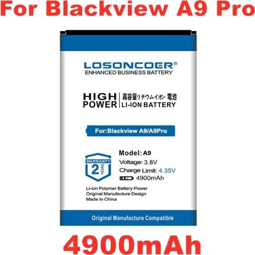 LOSONCOER Top Brand 100% New 4900mAh A9 for Blackview A9 A9 Pro Battery Mobile Phone Batteries in stock