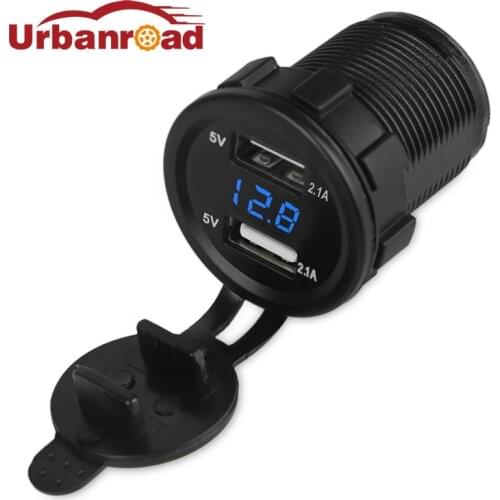 5v 2.1A 12v Dual USB Car Charger Voltmeter Voltage Meter Led USB Auto Charger Power Adapter Socket with voltage Boat Motorcycle