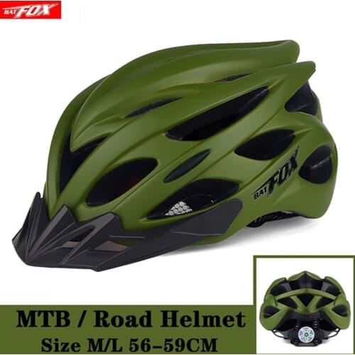 BATFOX Ultralight Bicycle Helmet with light MTB Mountain Road bike helmet capacete ciclismo MTB Breathable Safety Cap Men Women