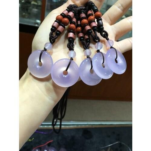 Brazil Natural Purple Chalcedony Violet Safety Pendant Ice Type Fashion Jewelry Couple Pendant Child Buckle Free shipping