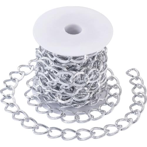5M/Set Aluminum Twisted Unwelded Cross Link Unisex Chunky Punk Long Curb Chains with Spool for Necklace Bracelet Jewelry Making