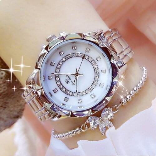 BS Wrist Watches Top Brand Ladies Watch Famous Rhinestone Women Quartz Wristwatch Stainless Steel Bracelet Clock reloj mujer New