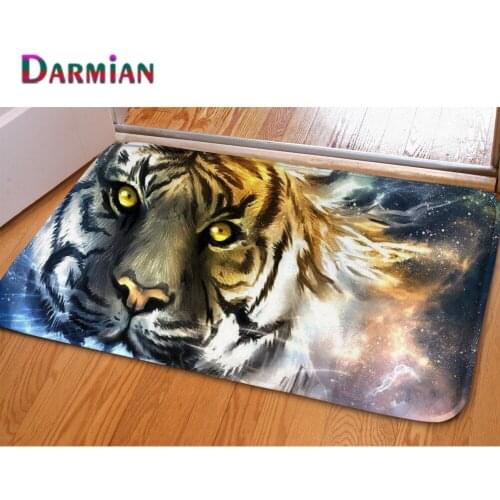 DARMIAN Cool Animal Tiger Pattern Flannel Outdoor Front Door Balcony Toilet Carpets Bathroom Doorway Non-slip Mats Rugs Alfombra