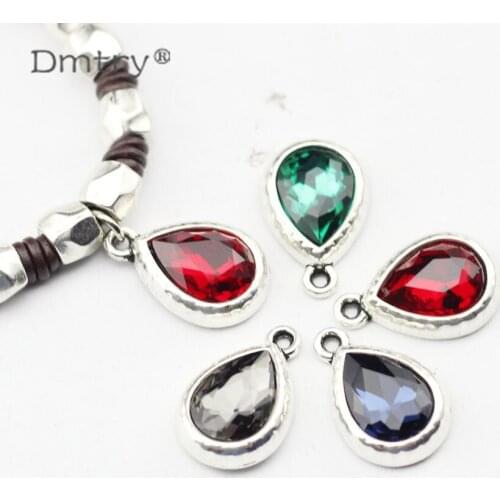 Dmtry 5pcs/lot Wholesale Brand Water Drop Crystal Necklace Bracelet Charms Jewelry Making Findings Material Accessories LC0137