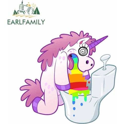 EARLFAMILY 13cm 3D Vinyl Warp Decal Car Stickers Cartoon Anime Unicorn Car Accessories for Motorcycle Laptop Car Whole Body